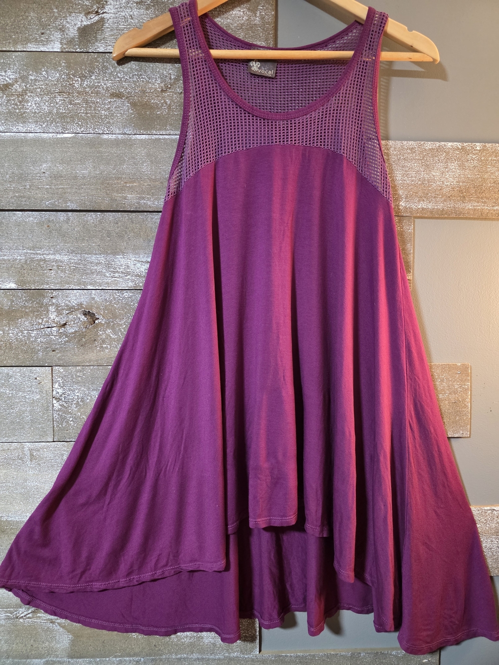 Flowy Mesh Yoke Tank Dress - Purple
